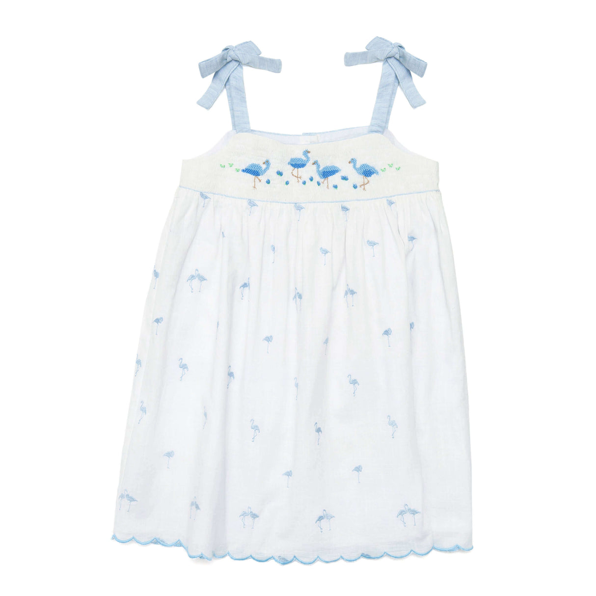 Flamingo Blue Smocked Summer Dress - Cute Couture