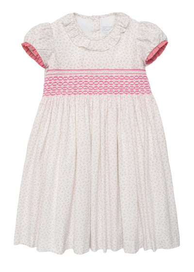 James & Lottie Be Elizabeth Girls Smocked Woven Top - Puff Sleeves - White