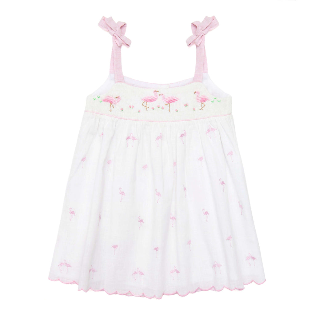 Flamingo Pink Smocked Summer Dress - Cute Couture