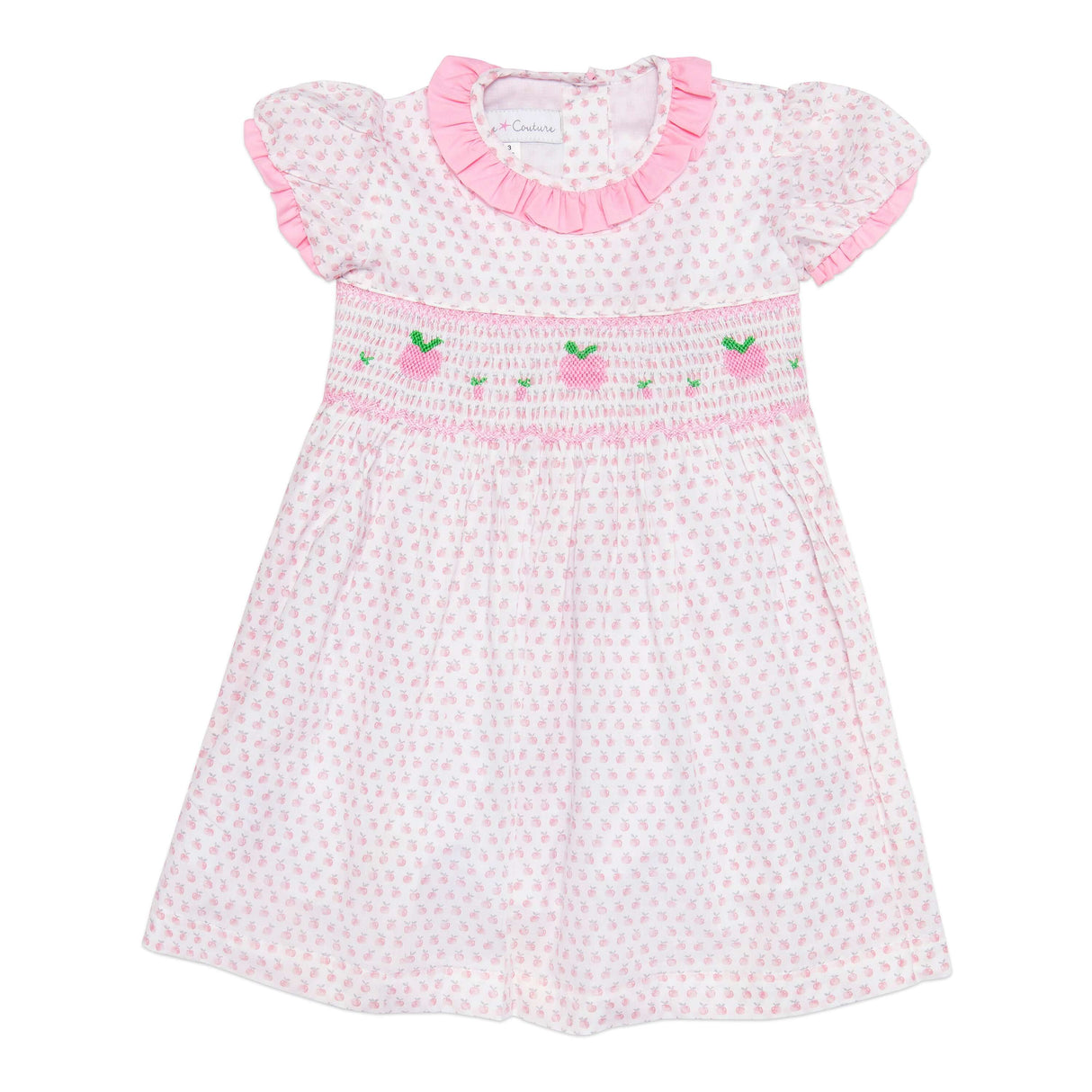 Apple Delight Pink Smocked Dress - Cute Couture