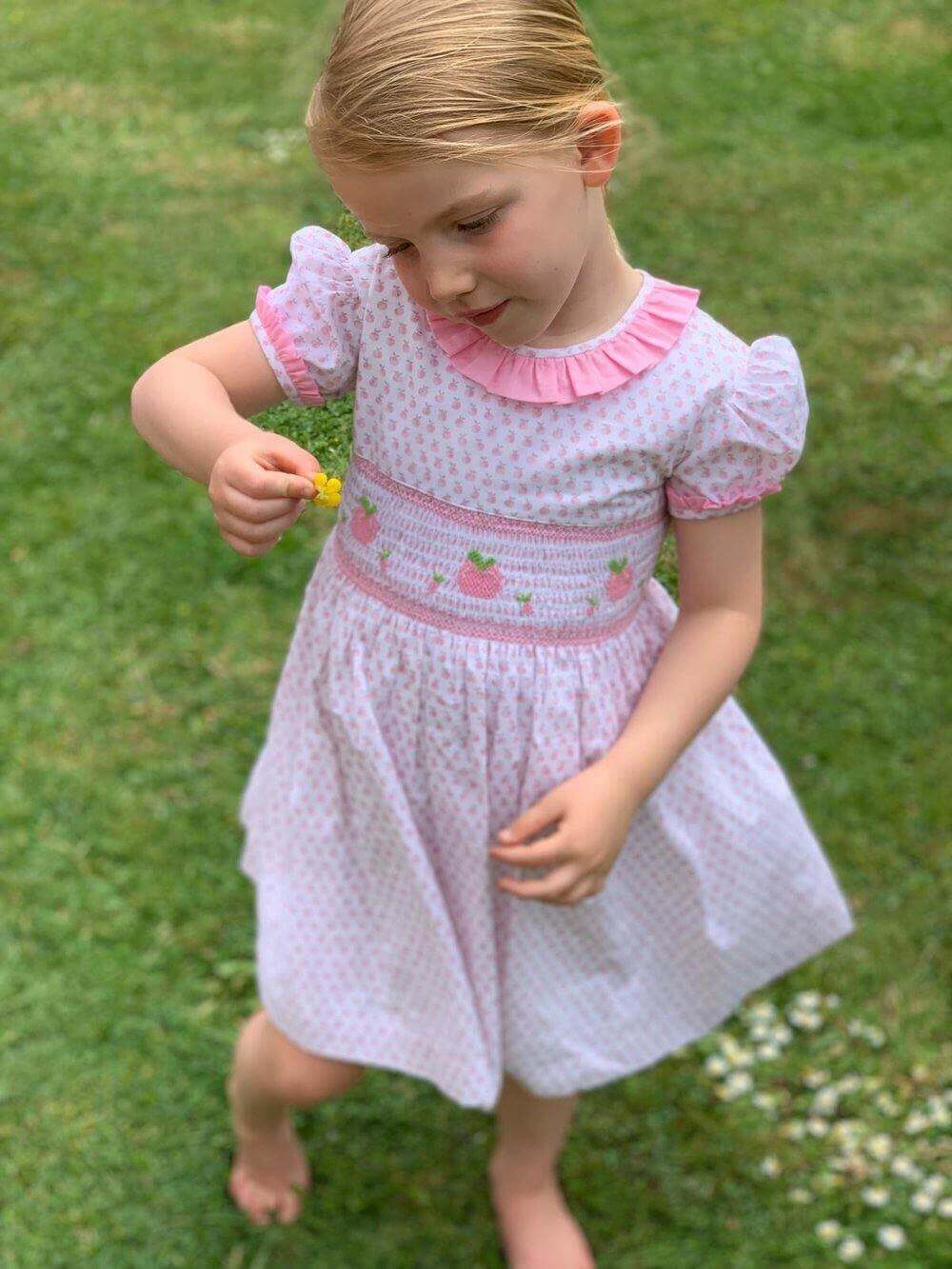 Apple Delight Pink Smocked Dress - Cute Couture