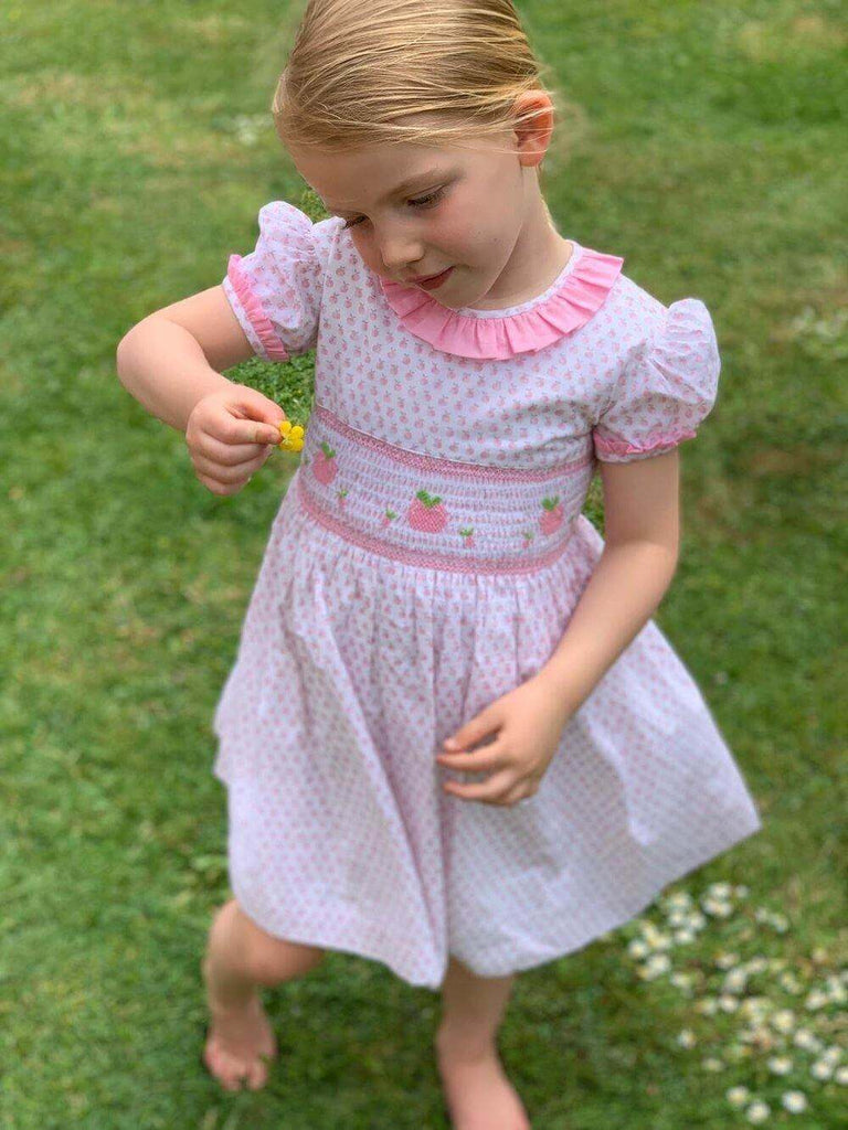 Apple Delight Pink Smocked Dress - Cute Couture