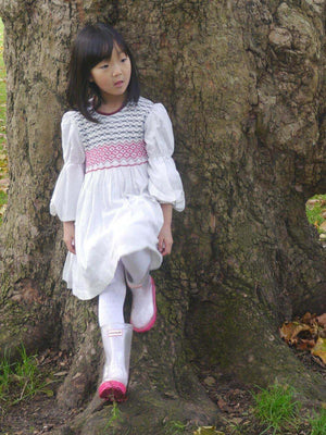 Isabella Grey Petal Smocked Dress - Cute Couture